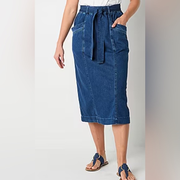 St. John's Bay Dresses & Skirts - St. John's Bay Womens High Rise Midi Denim Skirt